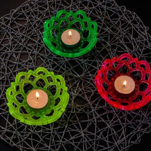 translucent neon mandala shadow t light candle holders (set of 3)